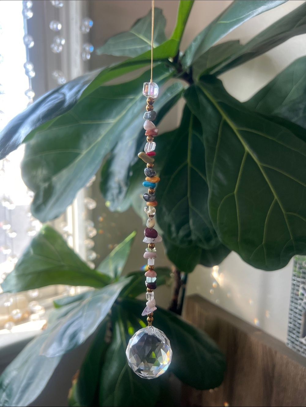 Handmade Multicolor Bead Crystal Suncatcher - Home Accents